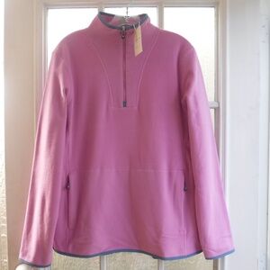 Peter Millar Pink Color 1/3 Zip Up Long Sleeve Fleece Top